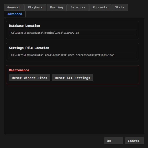 Advanced settings